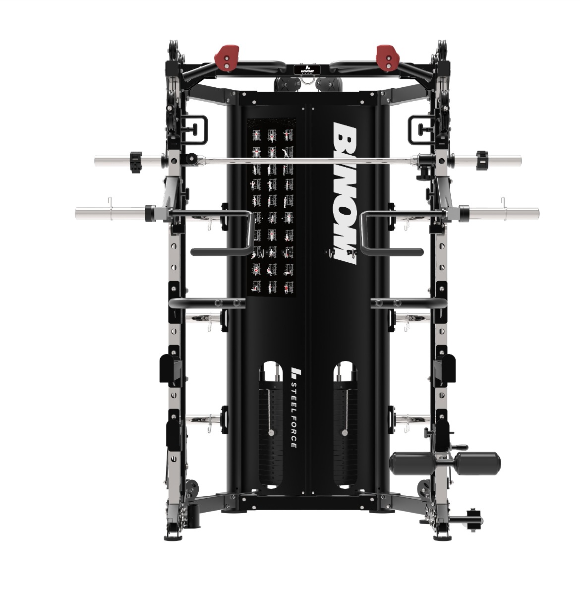 Binom Steel Force B15 Multigym pieghevole, doppia puleggia, Power Rack, Multipower e Accessori