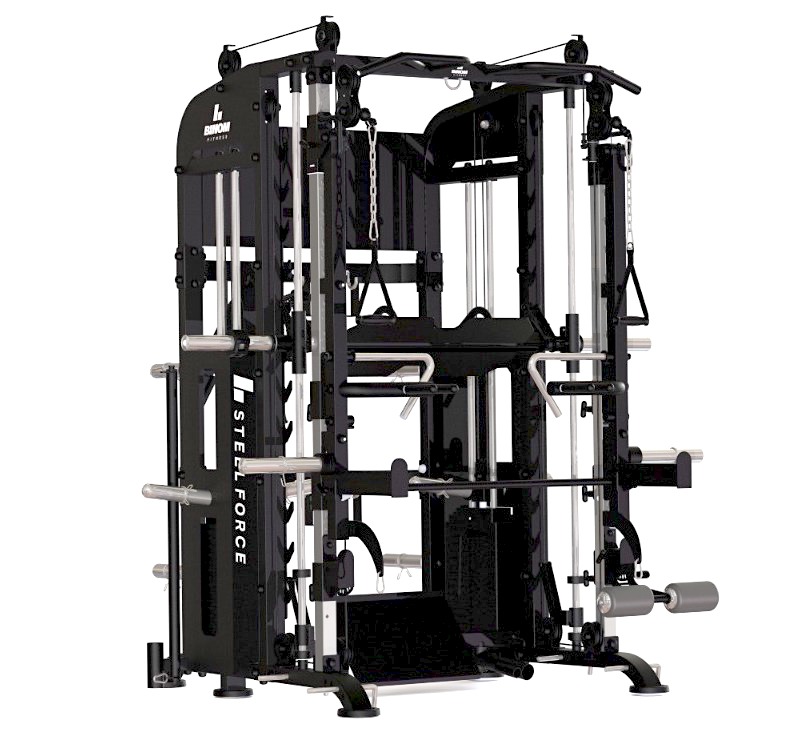 Binom Steel Force B21-V2 Multigym, Doppia Puleggia, Multipower, Leg Press, Dip e Accessori