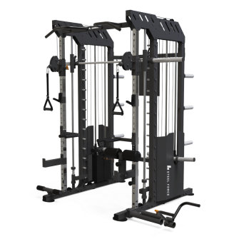 Binom Steel Force B1 Multigym 240 kg x 2, Doppia Puleggia, Multipower, Pressa per le gambe, Dip, Vogatore, Squat e Accessori