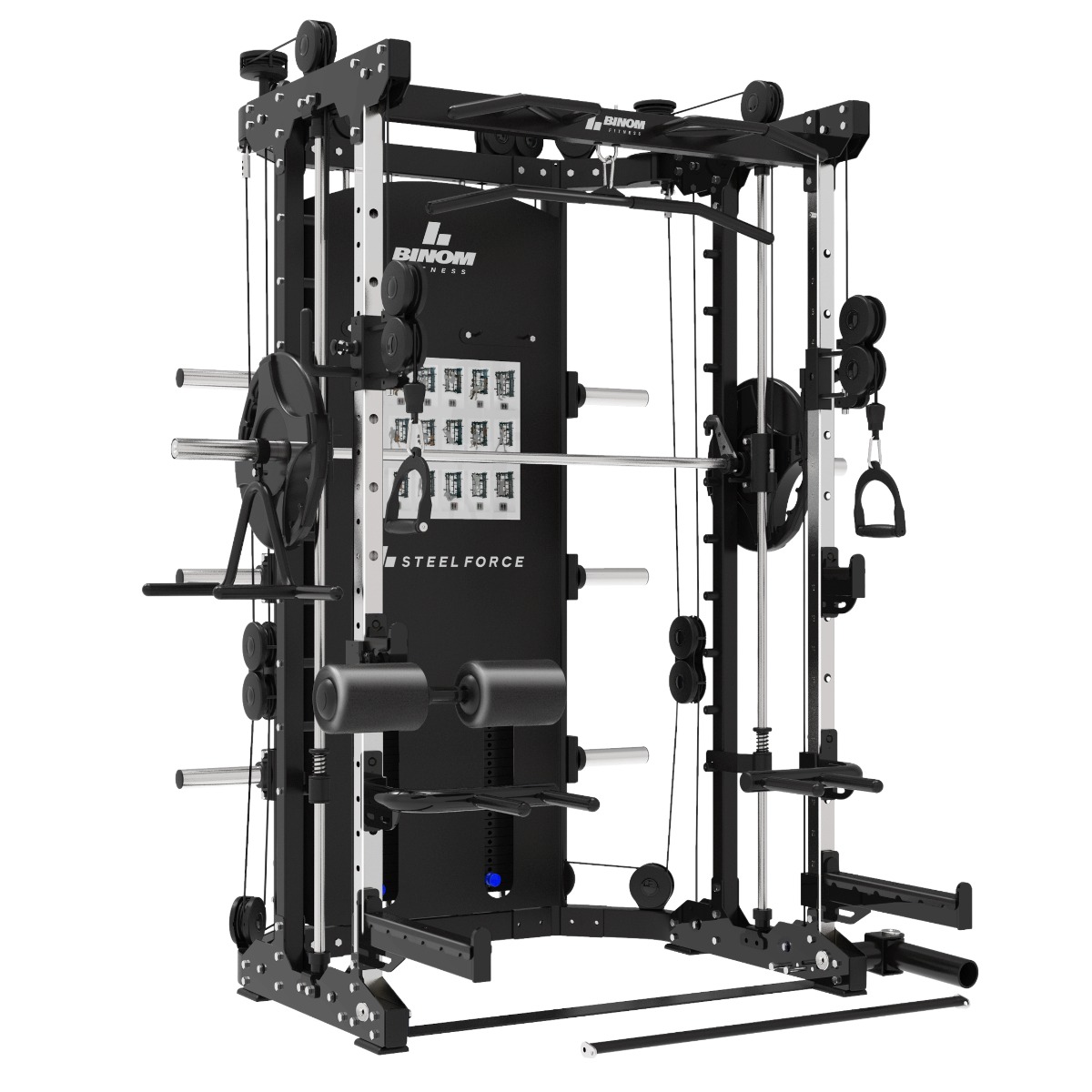 Binom Steel Force B12 Total Multigym, Doppia Puleggia (100 Kg x2), Power Rack, Leg Press, Multipower e accessori